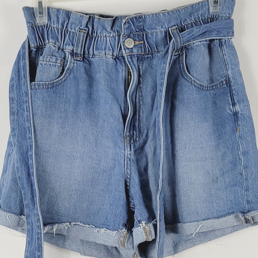 AEROPOSTALE High Rise Paperbag Jean Shorts Size 8 - Picture 6 of 8